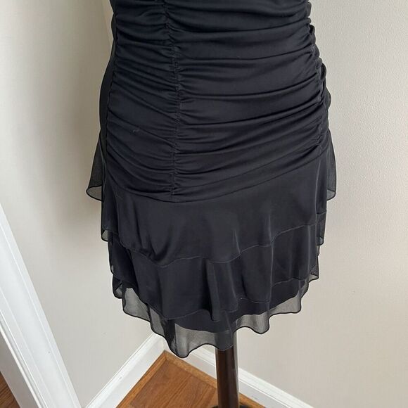 Vintage Deb Y2K Mini Dress Babydoll S Rhinestones Tiered Fairy Grunge Whimsigoth - Picture 10 of 12